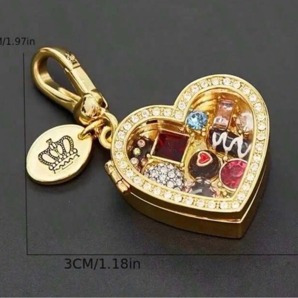 Juicy Couture Gold Heart Charm with Multicolor Stones - Picture 3 of 3